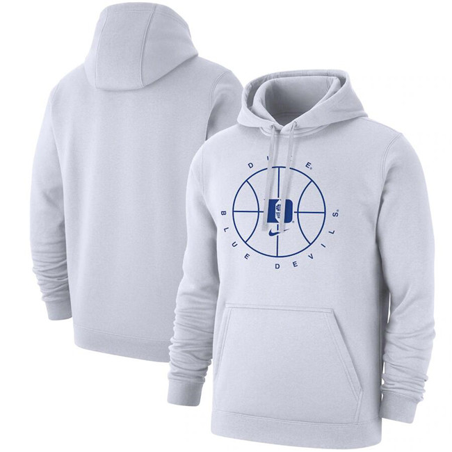 Men's Duke Blue Devils White Basketball Icon Club Fleece Pullover Hoodie